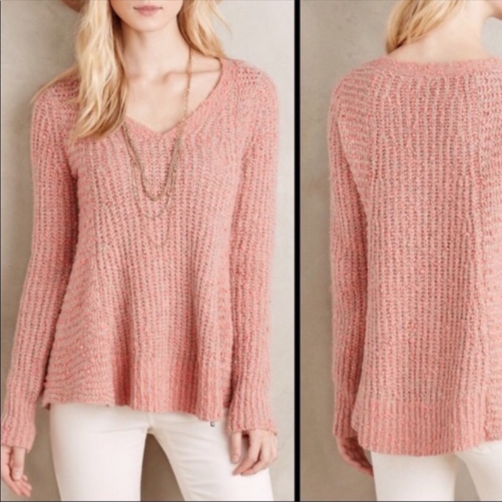 Anthropologie Moth Knit Sweater V Neck Zipper